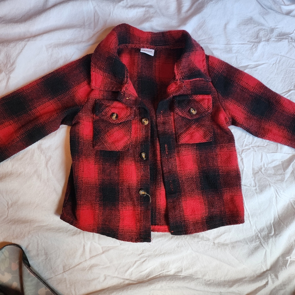 Red And Black Plaid Thick Flannel 18-24m